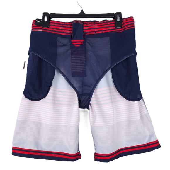 Speedo Men's Bondi Stretch Boardshort 20" Red White Blue Striped Small NWT - Picture 8 of 10